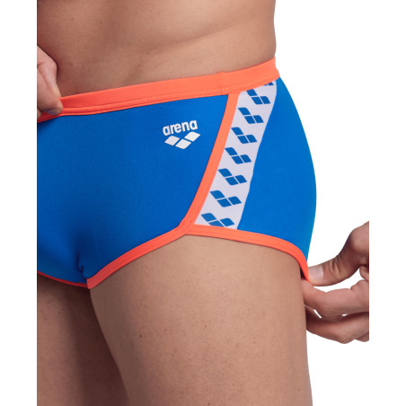 Arena ICONS Swim Low Waist Short Blue River Bright Coral - Boxer Natation Homme | Les4Nages