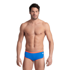 Arena ICONS Swim Low Waist Short Blue River Bright Coral  - Boxer Natation Homme