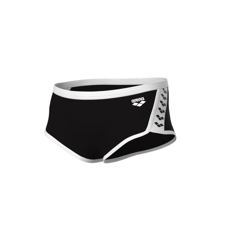 Arena ICONS Swim Low Waist Short Solid Black White - Boxer Natation Homme | Les4Nages