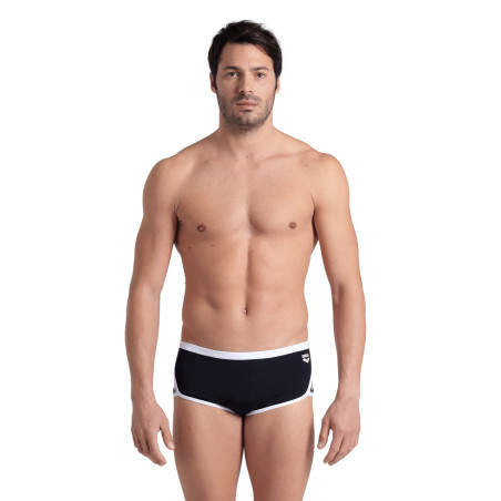 Arena ICONS Swim Low Waist Short Solid Black White - Boxer Natation Homme | Les4Nages