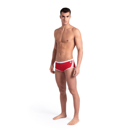 Arena ICONS Swim Low Waist Short Solid Red White - Boxer Natation Homme | Les4Nages