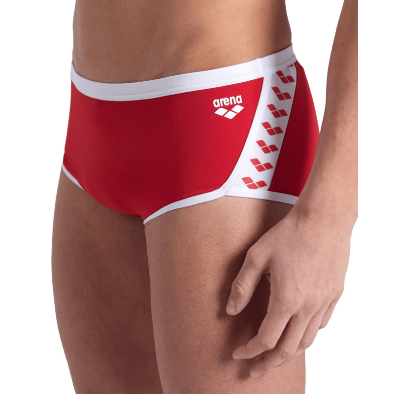 Arena ICONS Swim Low Waist Short Solid Red White - Boxer Natation Homme | Les4Nages