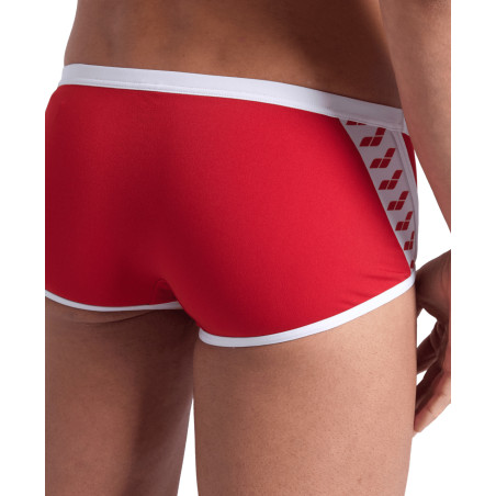 Arena ICONS Swim Low Waist Short Solid Red White - Boxer Natation Homme | Les4Nages