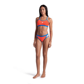 Bikini Arena ICONS Cross Back Solid  BRIGHTCORAL-BLUERIVER  -  Maillot Natation Femme 2 pieces