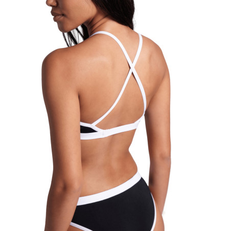 Bikini Arena ICONS Cross Back Solid Black White - Maillot Natation Femme 2 pieces | Les4Nages