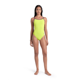 Arena SOLID Lace Back  Soft Green Plum  - Maillot de bain natation femme