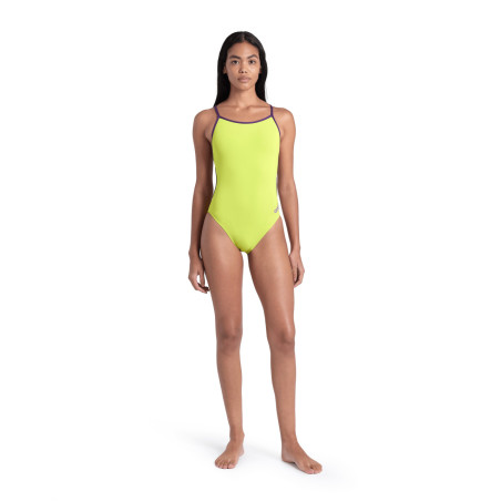 Arena SOLID Lace Back Soft Green Plum - Maillot de bain natation femme | Les4Nages