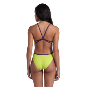 Arena SOLID Lace Back  Soft Green Plum  - Maillot de bain natation femme