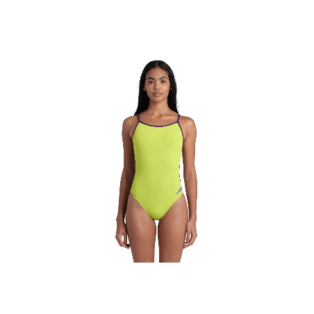 Arena SOLID Lace Back Soft Green Plum - Maillot de bain natation femme | Les4Nages