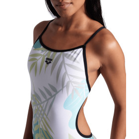 Arena LIGHT FLORAL SWIMSUIT Lace Back  ( black white multi )  - Maillot de bain femme 1 pièce