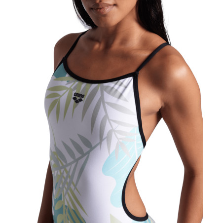 Arena LIGHT FLORAL SWIMSUIT Lace Back ( black white multi ) - Maillot de bain femme 1 pièce | Les4Nages