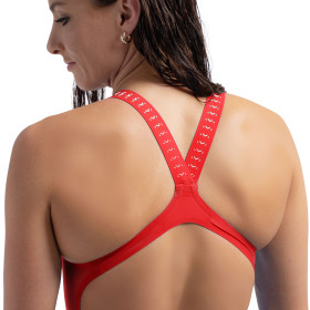 SPEEDO FastSkin LZR PURE INTENT 2.0 OpenBack Kneeskin Dos Ouvert - Red White -Combinaison Natation Competition Femme