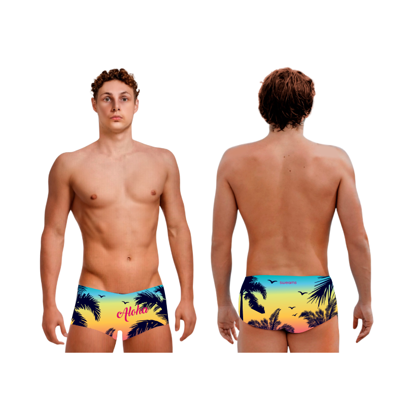 SWEAMS TRUNKS ALOHA YELLOW - Boxer Natation Homme | Les4Nages