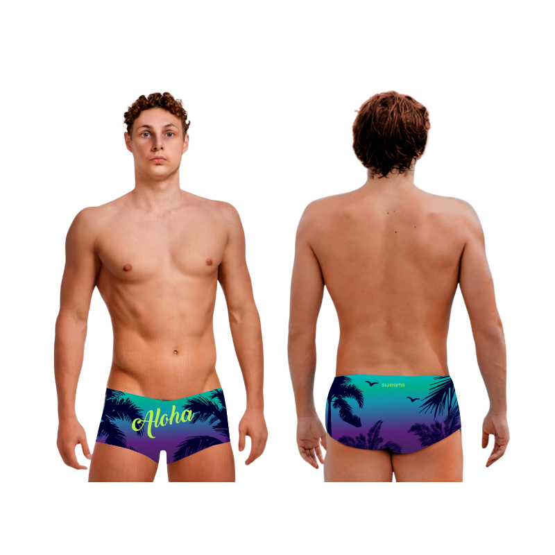 SWEAMS TRUNKS ALOHA PURPLE - Boxer Natation Homme | Les4Nages