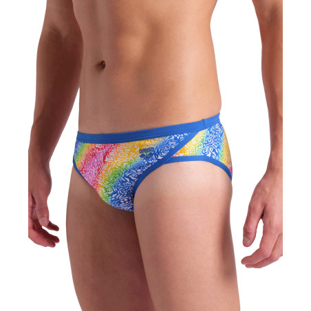 Arena SWIM BRIEFS PRINTED Royal White Multi - Maillot Natation Homme | Les4Nages