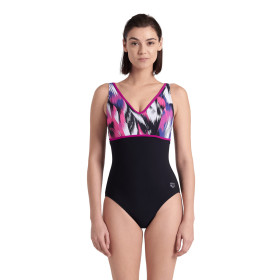 Arena BODYLIFT JENNIFER Wing Back Black Multi Black Grape    - Maillot Natation Arena Aquagym