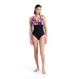 Arena BODYLIFT JENNIFER Wing Back Black Multi Black Grape    - Maillot Natation Arena Aquagym