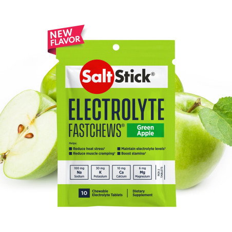 Pastilles electrolyte à croquer SALTSTICK Fastchew - Saveur Pomme Verte - 10 pastilles | Les4Nages