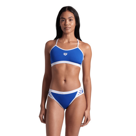 Bikini Arena ICONS Cross Back Solid ROYAL WHITE - Maillot Natation Femme 2 pieces | Les4Nages