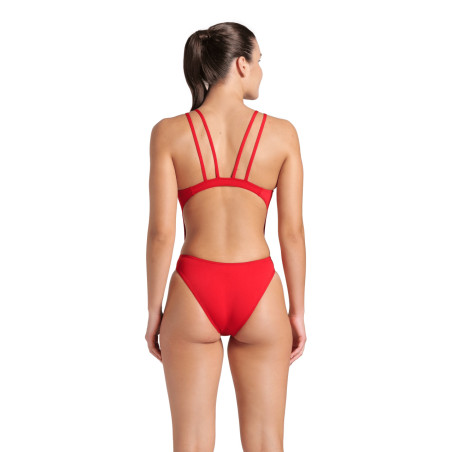 Arena Swimsuit TECH Multi SOLID Red White- Maillot Natation Femme  | Les4Nages