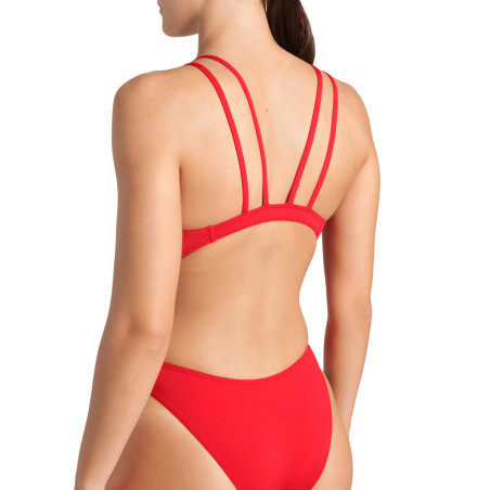 Arena Swimsuit TECH Multi SOLID Red White- Maillot Natation Femme  | Les4Nages