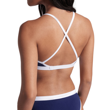Bikini Arena ICONS Cross Back Solid NAVY WHITE - Maillot Natation Femme 2 pieces | Les4Nages