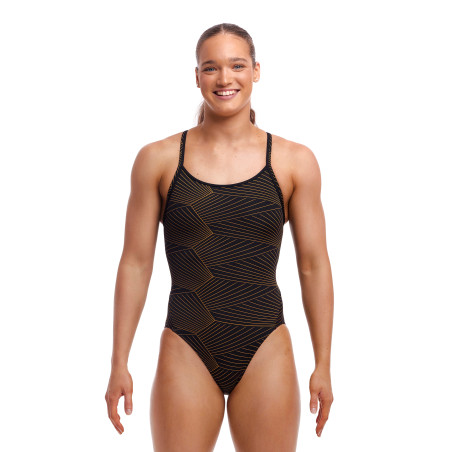 FUNKITA Gold Weaver Dos Diamond Back - Maillot de bain Femme Natation 1 piece | Les4Nages