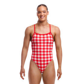 FUNKITA Red Checker Dos Single Strength - Maillot de bain Femme Natation 1 piece