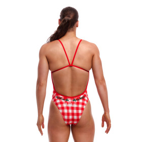 FUNKITA Red Checker Dos Single Strength - Maillot de bain Femme Natation 1 piece