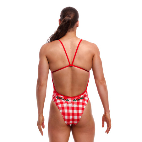 FUNKITA Red Checker Dos Single Strength - Maillot de bain Femme Natation 1 piece | Les4Nages