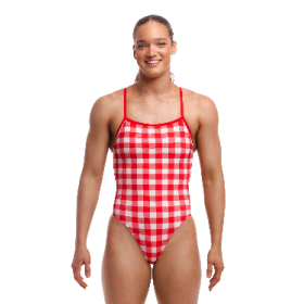 FUNKITA Red Checker Dos Single Strength - Maillot de bain Femme Natation 1 piece