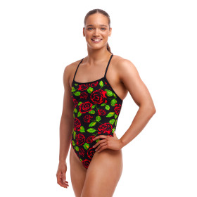 FUNKITA Black Rose Dos Strapped In - Maillot de bain Femme Natation 1 piece