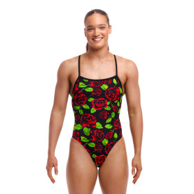 FUNKITA Black Rose Dos Strapped In - Maillot de bain Femme Natation 1 piece