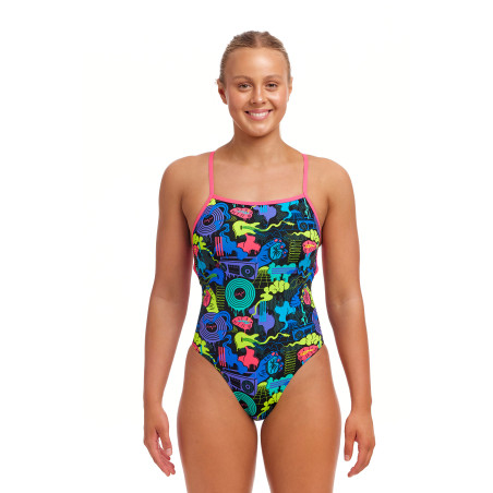 FUNKITA Poppy Long Dos Strapped In - Maillot de bain Femme Natation 1 piece | Les4Nages