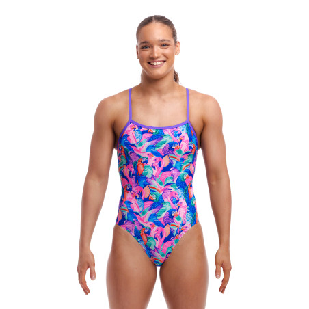 FUNKITA Birds Gone Wild Dos Single Straps - Maillot de bain Femme Natation 1 piece | Les4Nages