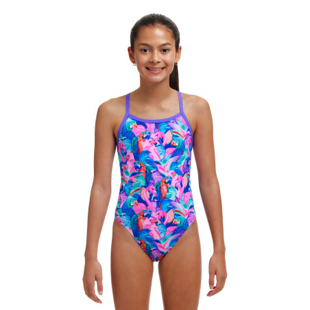 FUNKITA (8-14ans) Birds Gone Wild Dos Single Straps - Maillot de bain 1 piece Fille | Les4Nages