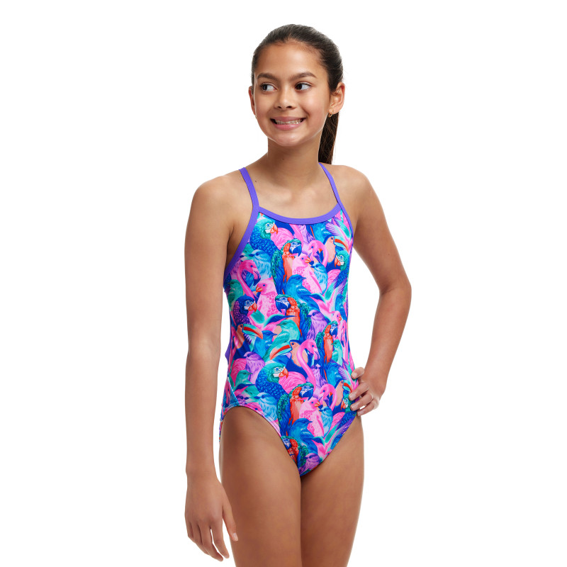 FUNKITA (8-14ans) Birds Gone Wild Dos Single Straps - Maillot de bain Natation Fille 1 piece | Les4Nages