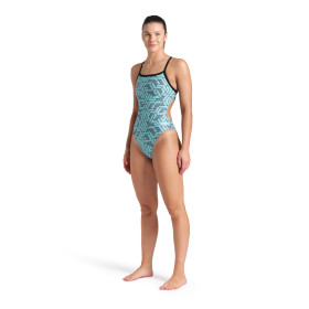 Arena ESCAPE CHALLENGE Back Black Water Blue  -  Maillot Natation Femme