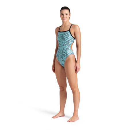 Arena ESCAPE CHALLENGE Back Black Water Blue - Maillot Natation Femme | Les4Nages