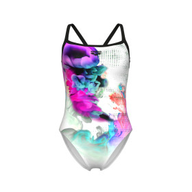 Arena AIRBRUSH Challenge Back Black White Multi   -  Maillot Natation Femme