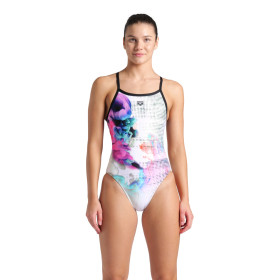 Arena AIRBRUSH Challenge Back Black White Multi   -  Maillot Natation Femme