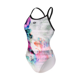 Arena AIRBRUSH Challenge Back Black White Multi   -  Maillot Natation Femme