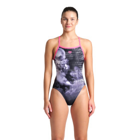 Arena AIRBRUSH Challenge Back Shocking Pink Black Multi    -  Maillot Natation Femme