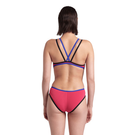 Arena ONE DOUBLE CROSS BACK Freak Rose Neon Blue Black - Maillot de bain femme 1 pièce | Les4Nages