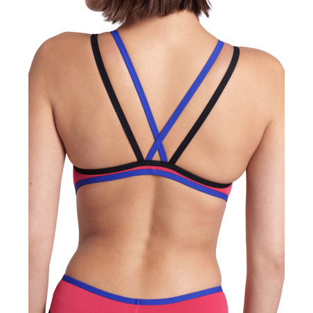 Arena ONE DOUBLE CROSS BACK Freak Rose Neon Blue Black - Maillot de bain femme 1 pièce | Les4Nages