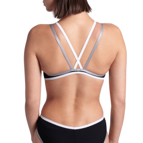 Arena ONE DOUBLE CROSS BACK  Black White Silver - Maillot de bain femme 1 pièce