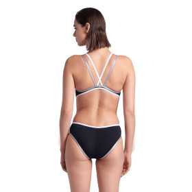 Arena ONE DOUBLE CROSS BACK  Black White Silver - Maillot de bain femme 1 pièce