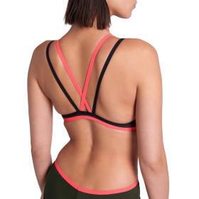 Arena ONE DOUBLE CROSS BACK  Dark Sage Black Fluo e - Maillot de bain femme 1 pièce