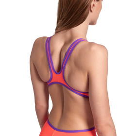 ARENA One Biglogo - Bright Coral Purple     - Maillot Natation Femme 1 piece