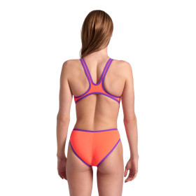 ARENA One Biglogo - Bright Coral Purple     - Maillot Natation Femme 1 piece